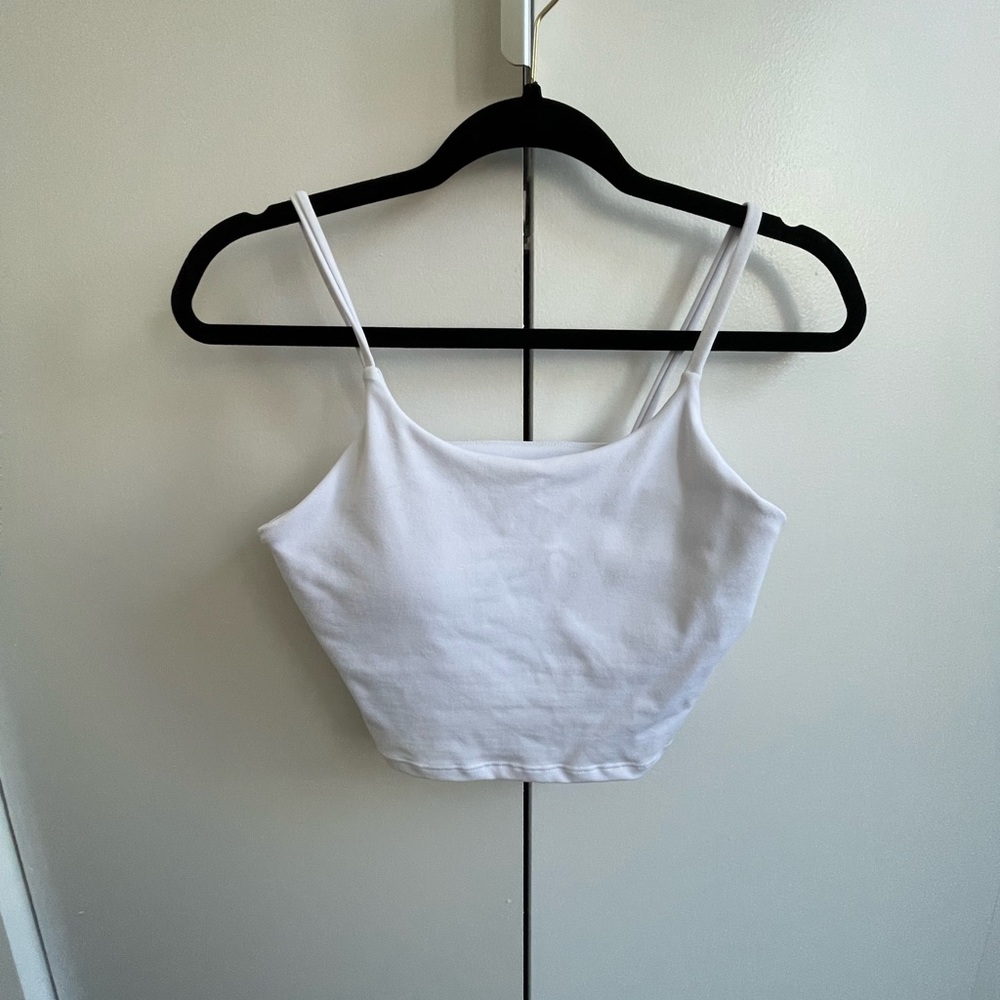 White Cropped Tank with Built In Bra